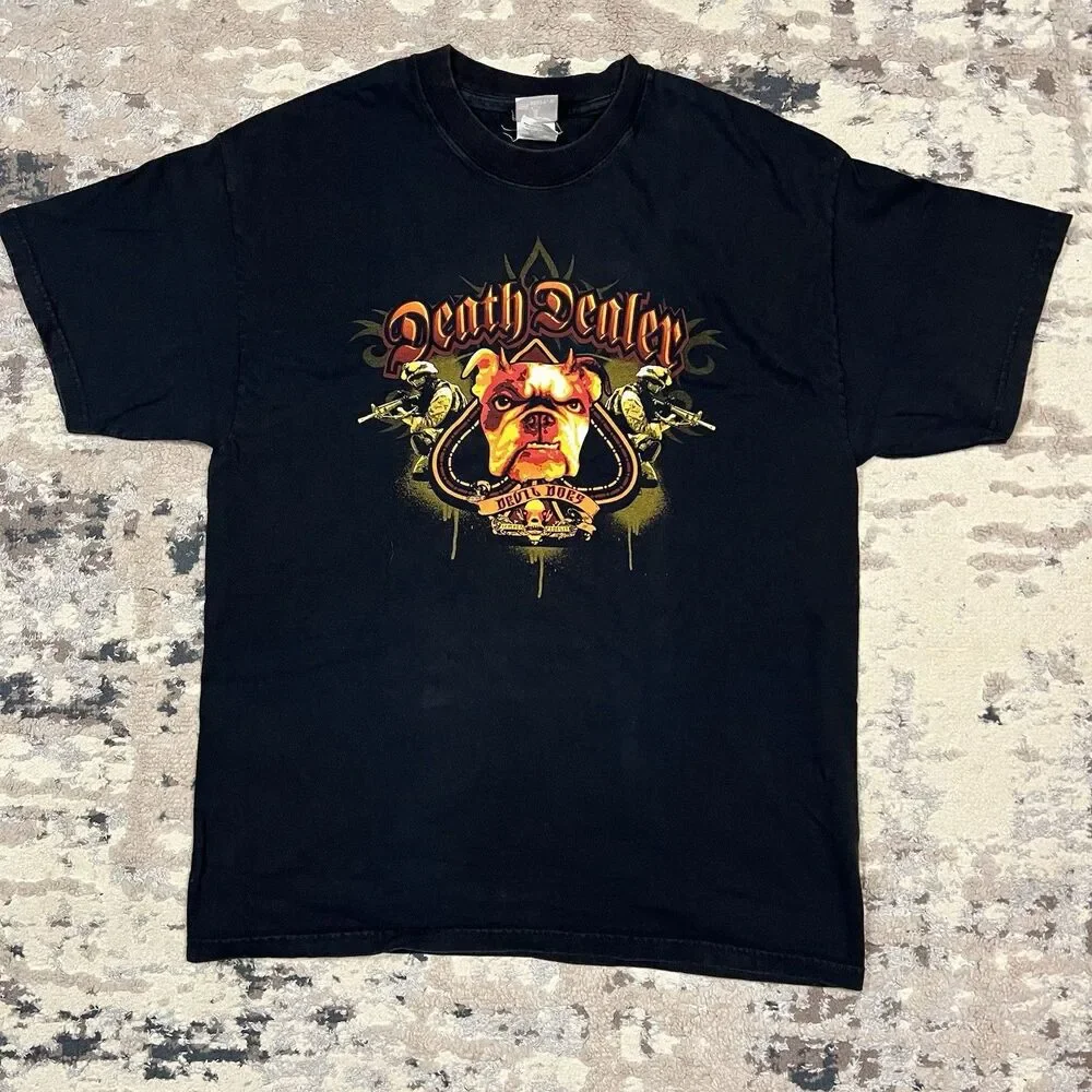 Hanes Beefy-T Death Dealer Shirt Marines USMC Dogs Men’s Size L Grunt Tshirt